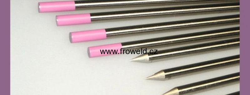 Wolframová elektroda W+oxidy (růžová) - 6,4 x 175 mm, nabroušená